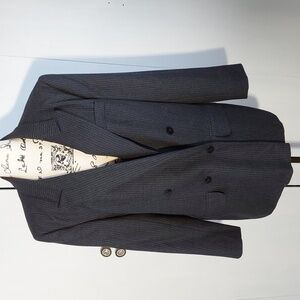 Giorgo Sant Angelo-  Wool Charcoal Pin stripe Suit Coat Blazer Vintage Sz.14